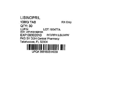 Label Image for 10mg - Lisinopril 10mg(Lupin)